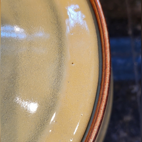 Vintage Seagrove North Carolina Yellow with Brown Pottery Casserole Dish w/ Lid - Picture 11 of 16